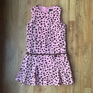 Mini Boden Velour Cow Print Jumper Dress Pink Brown Spots Size 7-8